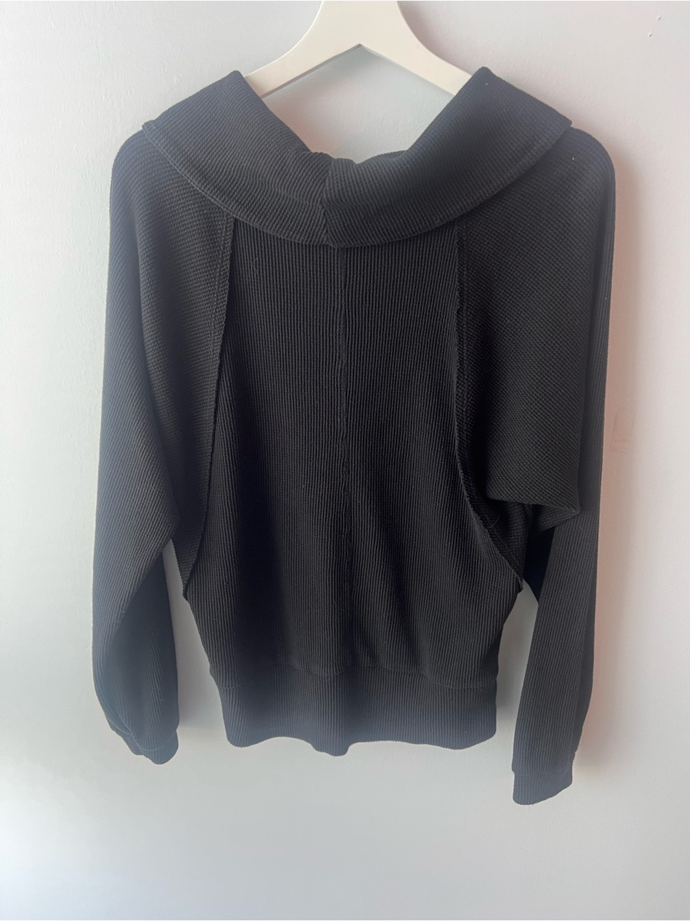 Anthropology Pilcro Angie Mock Neck Waffle Top Black Cowl Neck Women's Sweater - Picture 6 of 10